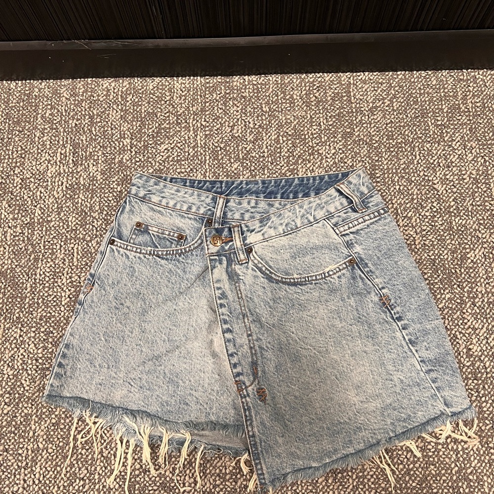 Ksubi Asymmetrical Denim Skirt in Light Blue
